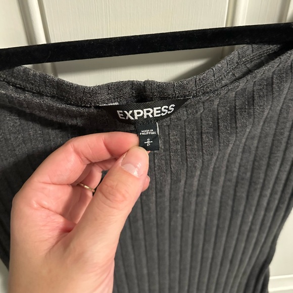 Express Charcoal Ribbed Dress - Picture 3 of 4